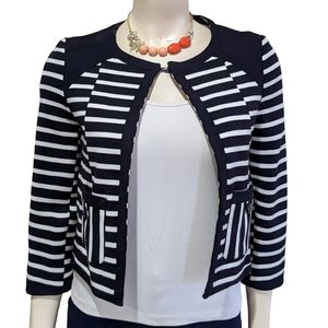 ASOS Navy and White Stripe Knit Jacket Size 2